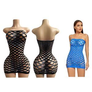 Women's Lingerie Fishnet Bodystocking  Black Blue